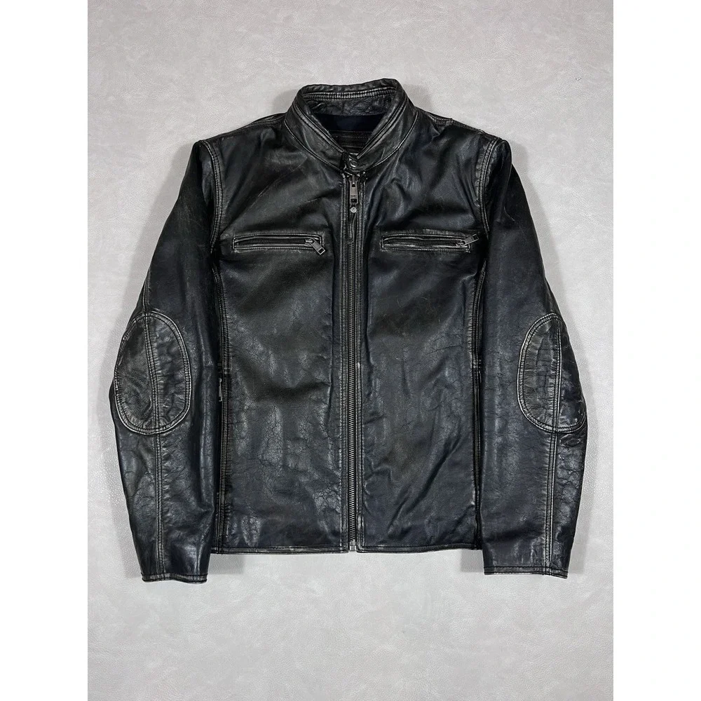 Marc New York by Andrew Marc Distressed Heavy Leather Jacket Men's Size Large